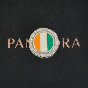 Pandora Ivory Coast Flag Bead Charm Bracelet Pendant S925 Silver with box